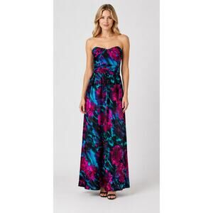 Dusk Collection Sheila Yen Vintage Silk Strapless Gown Dress Womens Size 8 Blue